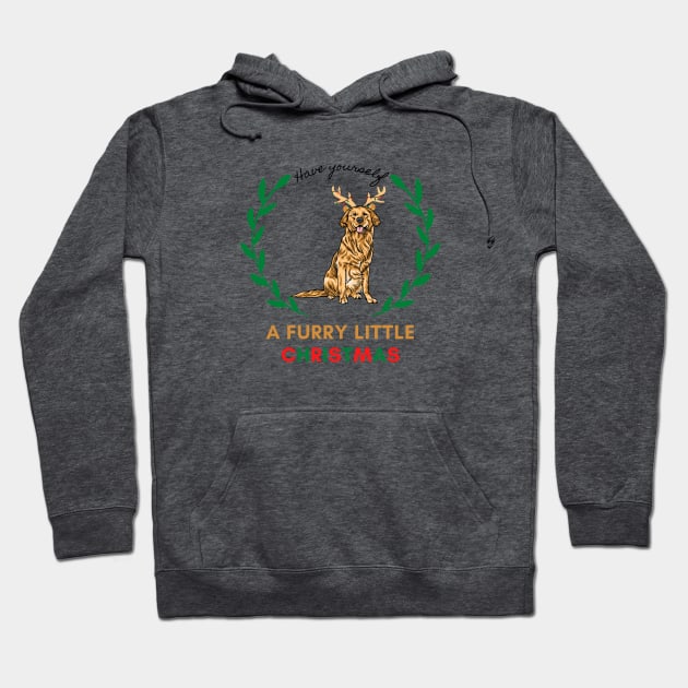 Have Yourself A Furry Little Christmas with Golden Retriever Hoodie by Seasonal Dogs